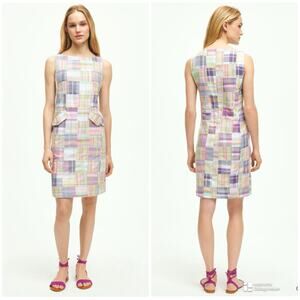 Brooks Brother's Madras Flap Pocket Preppy Shift Dress Sz 12 EUC Patchwork Plaid